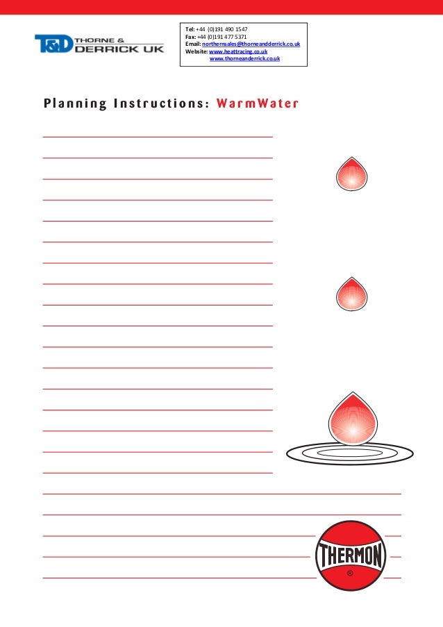 Hot Water Temperature Maintenance Heat Tracing Planning Instructions