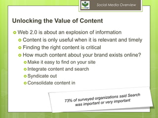 Social Media is a new way of engaging and interacting with customers, partners and employees,[object Object],It’s about People - Shifting Control to Customers,[object Object],Broadcasting versus Participation,[object Object],From formal announcements (press releases) to real-time micro-updates (tweets) by individuals,[object Object],A New Business Paradigm,[object Object]