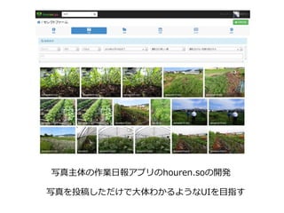 写真主体の作業日報アプリのhouren.soの開発
写真を投稿しただけで大体わかるようなUIを目指す
 