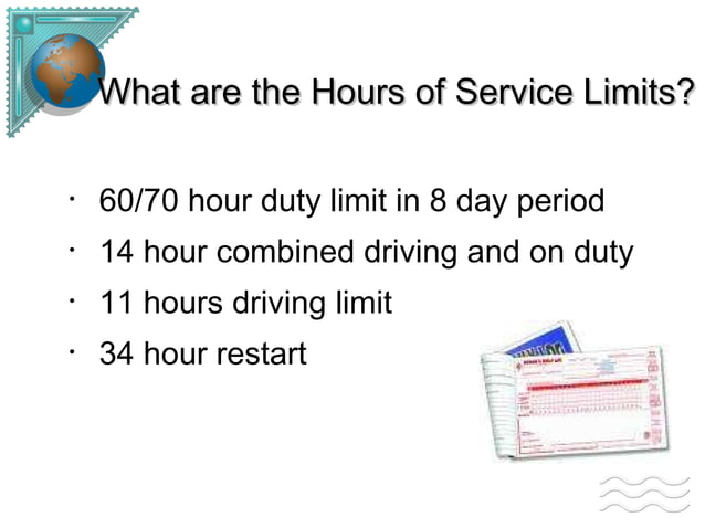 Service Hour Tg Hours of service regulations | PPT
