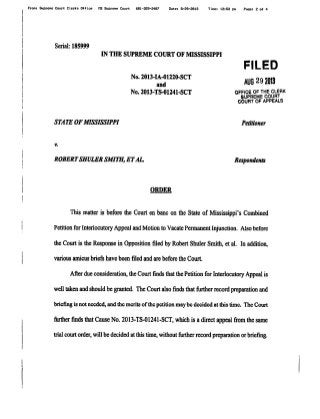 State of Mississippi v. Robert Shuler Smith - HB2 Supreme Court Ruling