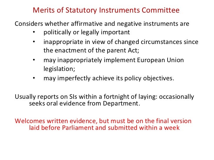 Understanding Secondary Legislation 29 November 2010