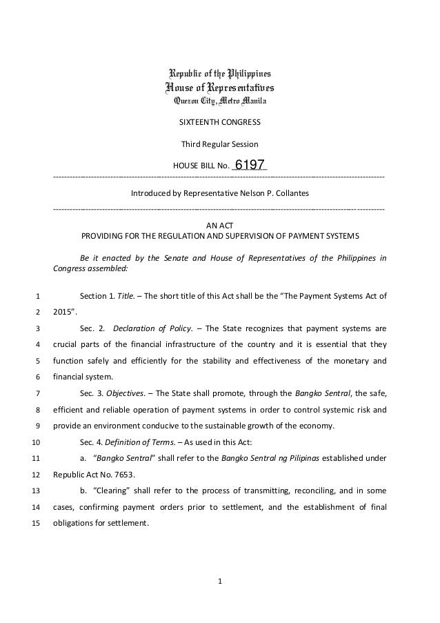 Draft Payment Systems Bill