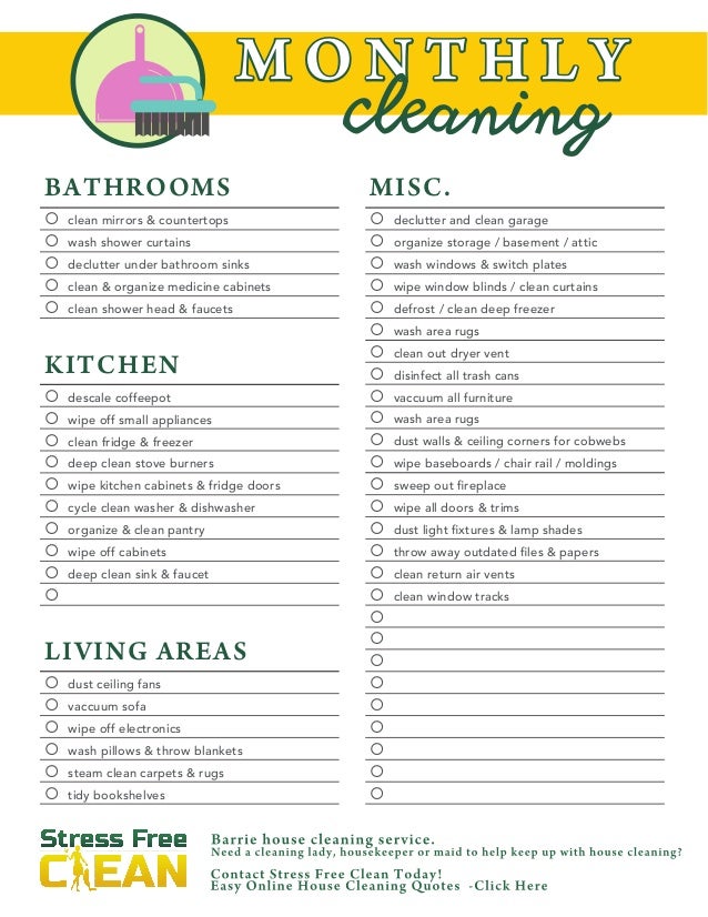 house cleaning checklist checklist for cleaning lady