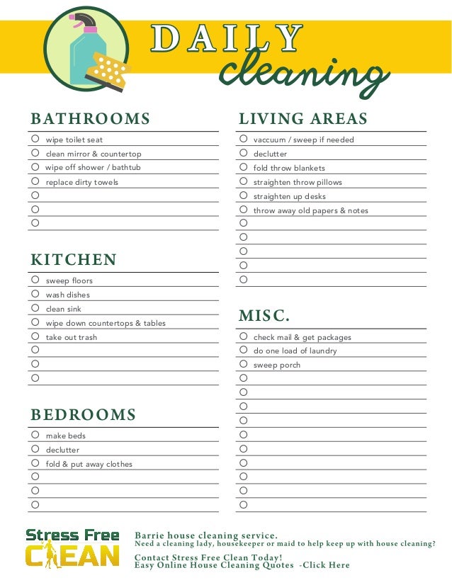 house cleaning checklist cleaning lady checklist