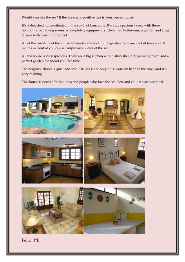 House Descriptions Int1 e F g