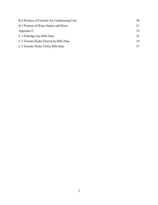 2
B.2 Pictures of External Air Conditioning Unit 30
B.3 Pictures of Water Heater and Dryer 31
Appendix C 32
C.1 Enbridge Gas Bills Data 32
C.2 Toronto Hydro Electricity Bills Data 34
C.3 Toronto Water Utility Bills Data 37
 