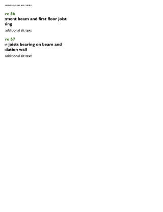 igure 66
asement beam and first floor joist
aming
igure 67
loor joists bearing on beam and
oundation wall
 