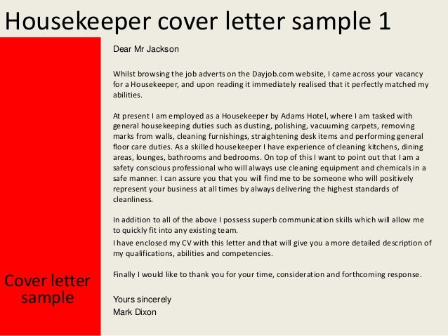 Housekeeper cover letter