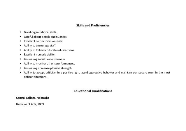 housekeeping skills for resume