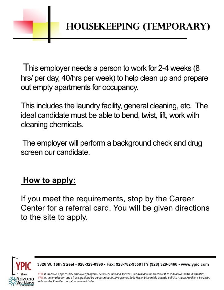Housekeeping Job Description