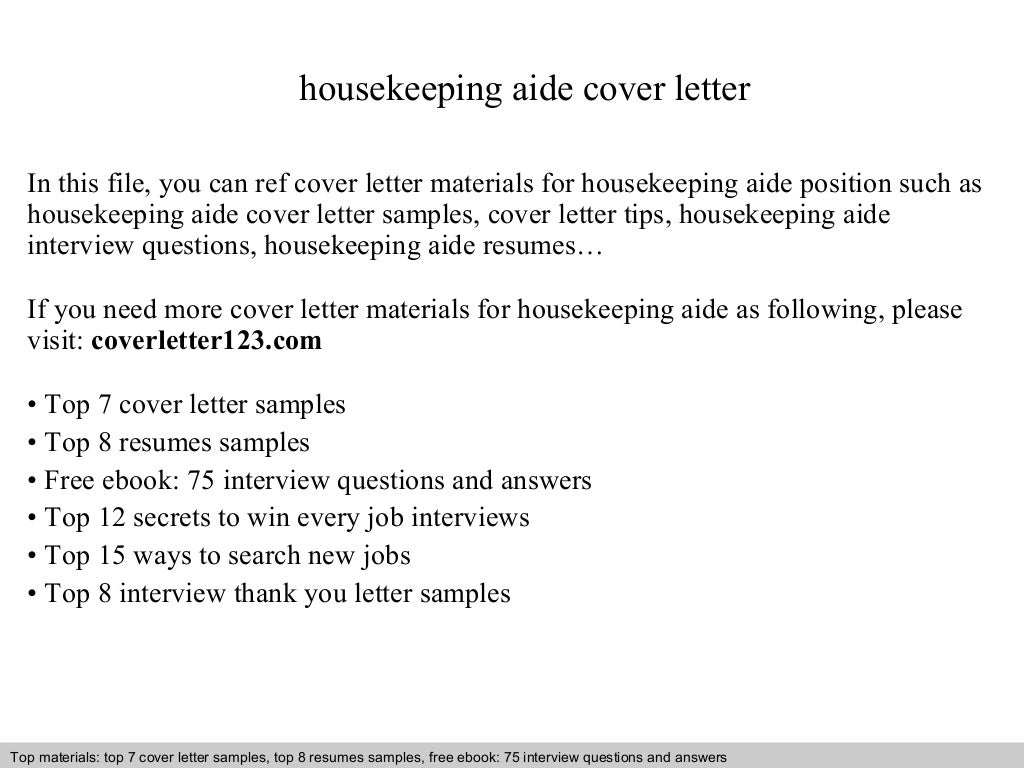Housekeeping aide cover letter