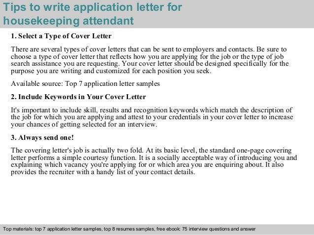 application letter about housekeeping