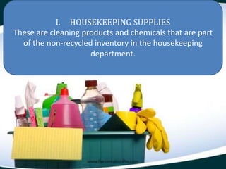 https://image.slidesharecdn.com/housekeepingcleaningsuppliestoolsandequipments-190509132734/85/housekeeping-cleaning-supplies-tools-and-equipments-3-320.jpg?cb=1666039379
