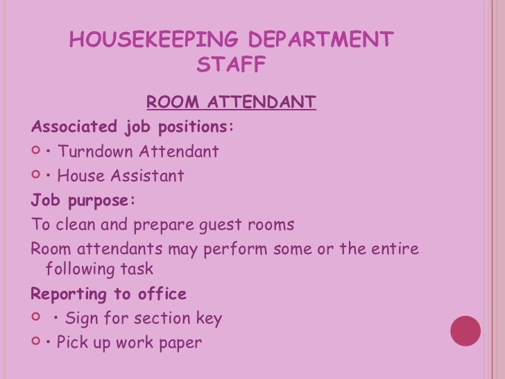 housekeeping department housekeeping position
