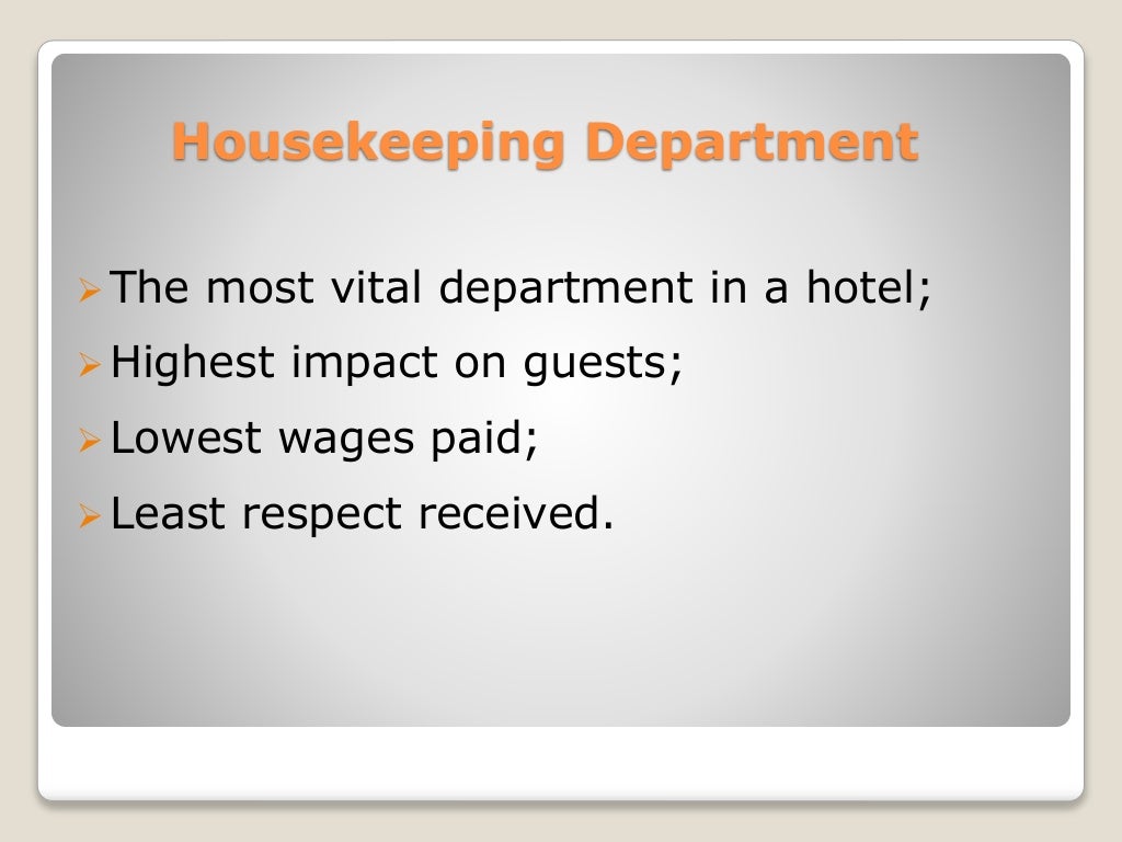 Housekeeping department (basics)