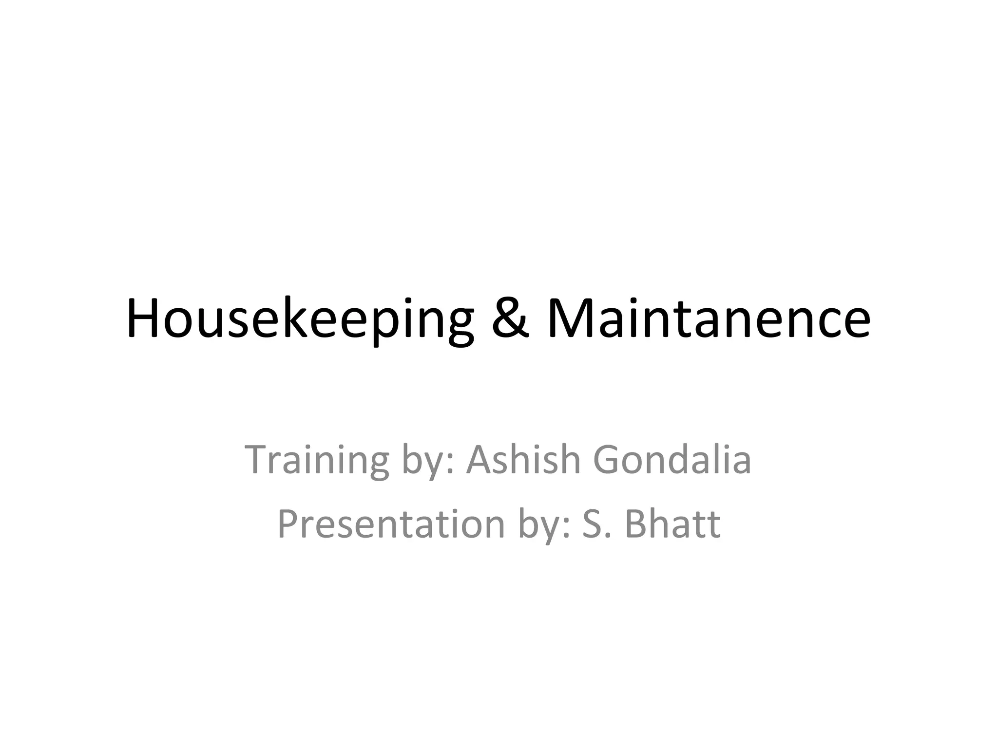 Housekeeping & maintanence in Gujarati Language PPT