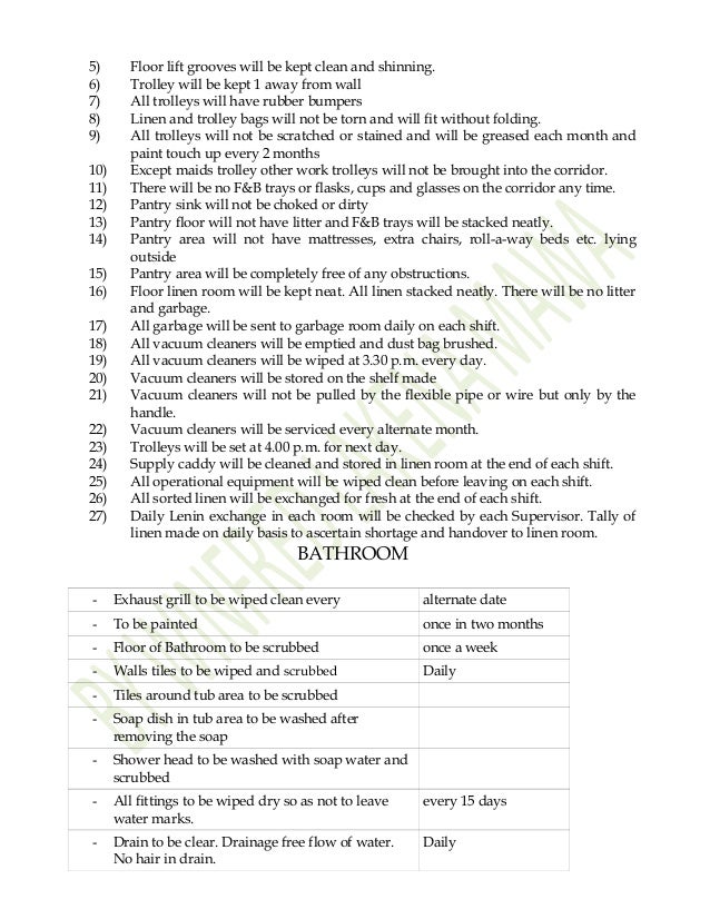 Housekeeping Procedures Manual