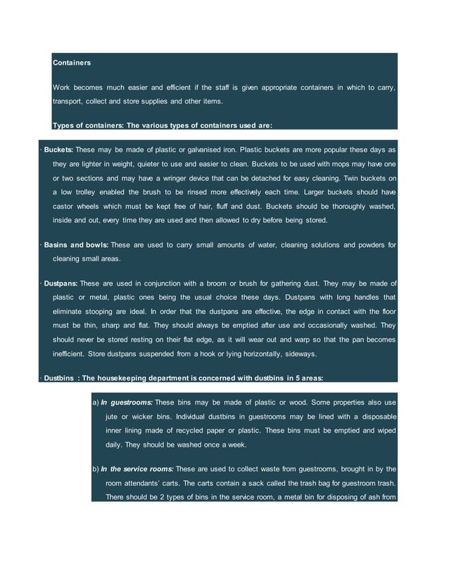 House keeping notes PDF