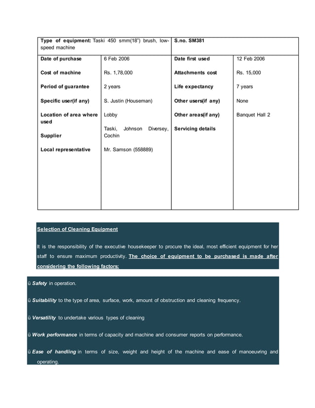 House keeping notes PDF
