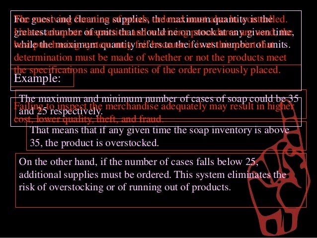 management of inventory and equipment