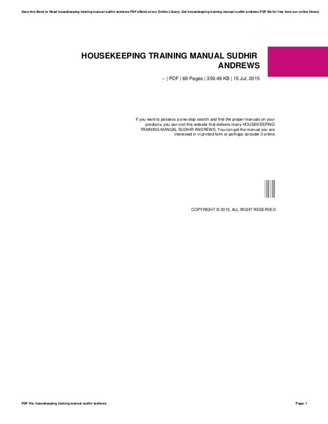 Hotel housekeeping training manual sudhir andrews free