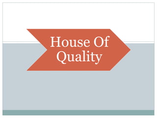 House Of
Quality
 