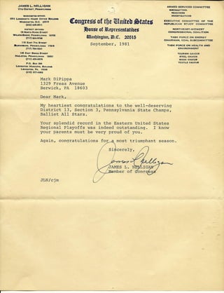 House Of Representatives Letter 1981 Baseball0001