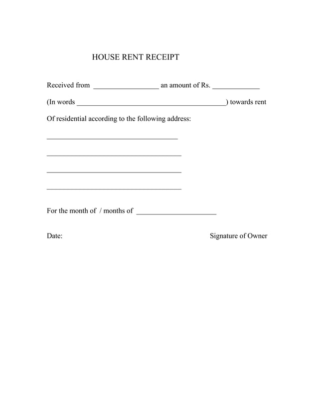 House Rent Receipt India