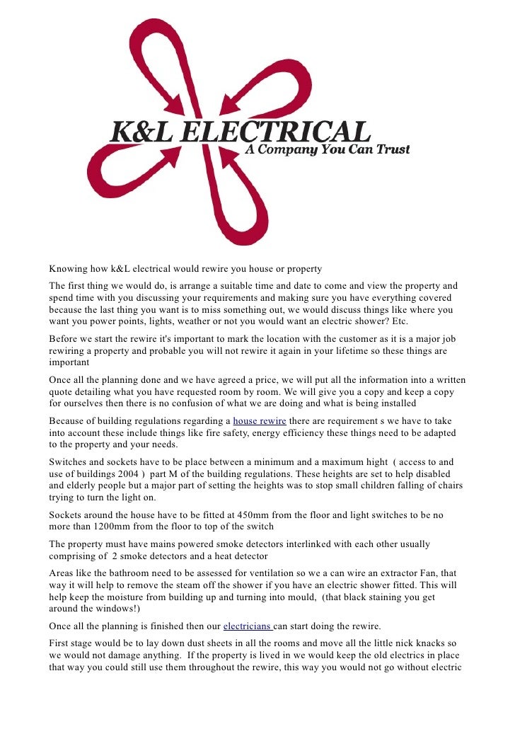 House rewire, how we would rewire your house