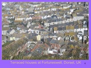 Terraced houses at Fortuneswell, Dorset, UK 