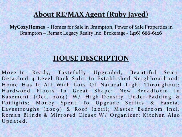 houses for sale in brampton remax house for sale description