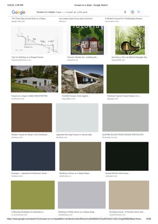 10/4/22, 2:59 PM houses on a slope - Google Search
https://www.google.com/search?q=houses+on+a+slope&tbm=isch&ved=2ahUKEwiuhvuWz8b6AhUFjxoKHc4bC1cQ2-cCegQIABAA&oq=Hous… 15/26
The Three Step House Built on a Steep ...
design-milk.com
very steep slope house plans Archives -
fedisa.in
A Modern House On A Challenging Sloped ...
decorreport.com
Tips for Building on a Sloped Terrain
firstinarchitecture.co.uk
Tutorial: hillside lots - building the ...
simension.de
San Rocco, Peru by Milad Eshtiyaghi Stu…
beautifullife.info
House on a slope | Gräßel ARCHITEKTEN
archilovers.com
Invisible houses: How organic ...
blog.allplan.com
Floating Tropical House Design on a ...
digsdigs.com
Modern House on Slope in the Caribbean ...
arcbazar.com
Japanese Re-slope House in natural light
inhabitat.com
SLOPING BLOCK HOUSE DESIGN SPECIALISTS
fbcdesign.com.au
Krampon - Japanese Architecture, Small ...
busyboo.com
Building a Home on a Steep Slope ...
alairhomes.ca
buried hillside Hole House ...
wallpaper.com
4 Massing Strategies for Building on ...
yr-architecture.com
Building a Prefab Home on a Steep Slope
turkeldesign.com
Re-Slope House - A Hillside Home with ...
humble-homes.com
houses on a slope- ‫حميضة‬ .‫د‬ - ‫المنحدرات‬ ‫على‬ ‫المنازل‬ ‫تصميم‬
 