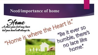Need/importance of home
 