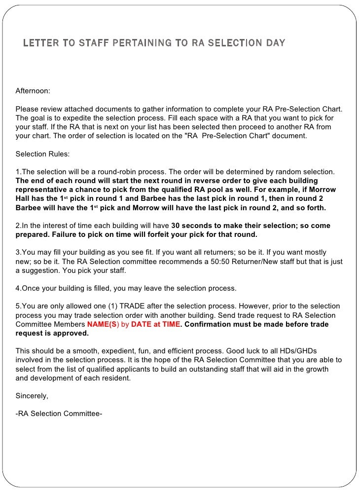committee portfolio letter to Housing Residence Portfolio And Life