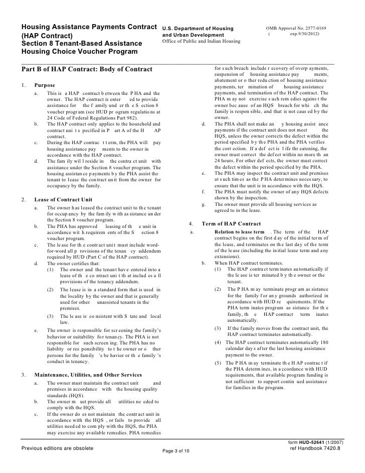 form hap contract 8 section Housing 8) payments contract (section assistance