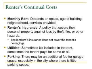 Housing - Buying vs. Renting | PPT