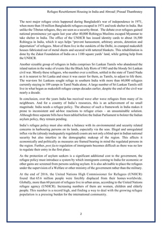 Refugee Resettlement Housing In India and Abroad- A Brief Report | PDF