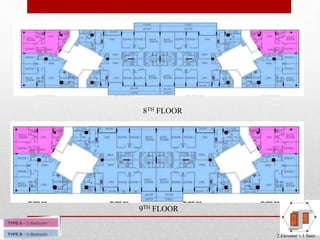 8TH FLOOR
9TH FLOOR
2 Elevator + 1 Stair
 