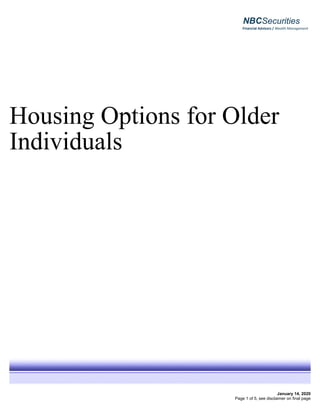 Housing Options for Older
Individuals
January 14, 2020
Page 1 of 5, see disclaimer on final page
 