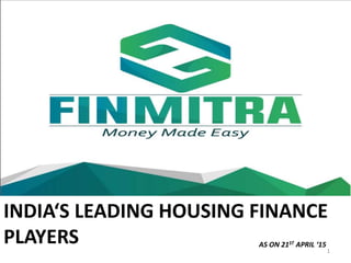 INDIA‘S LEADING HOUSING FINANCE
PLAYERS 1
AS ON 21ST APRIL ‘15
 