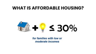 WHAT IS AFFORDABLE HOUSING?
 