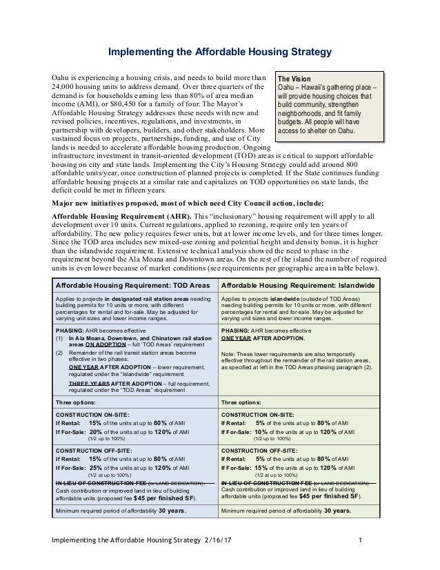 Mayor Caldwell's Housing Strategy Handout