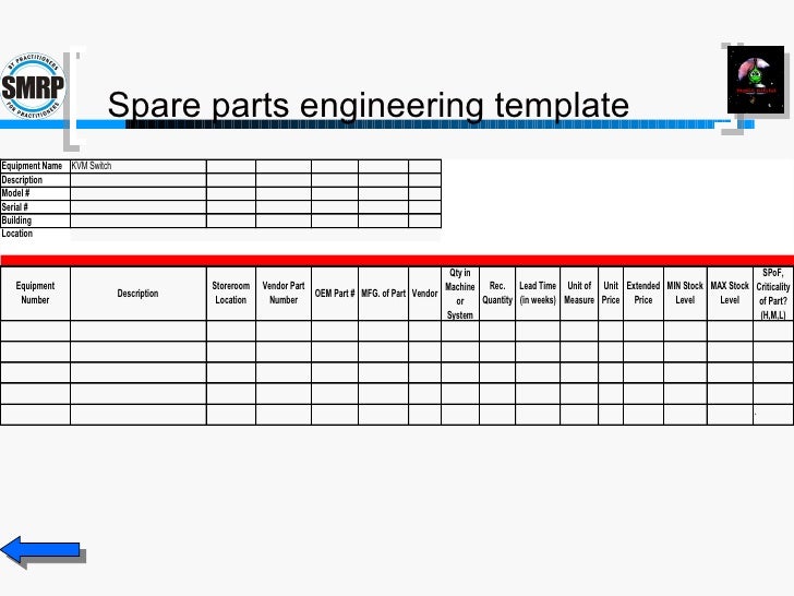 parts list template