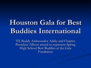 Houston Gala for Best Buddies International TX Buddy Ambassador Addie and Chapter President Allison attend to represent Spring High School Best Buddies at the Gala Fundraiser 