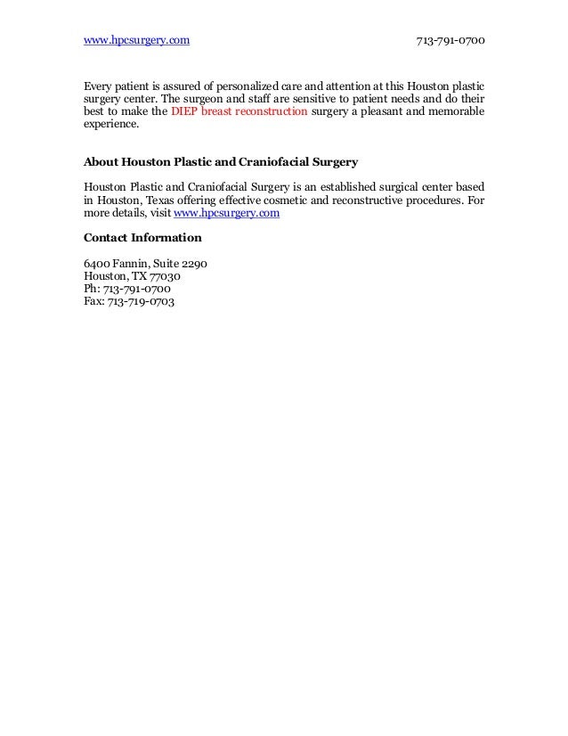 Houston plastic and craniofacial surgery offering effective diep flap