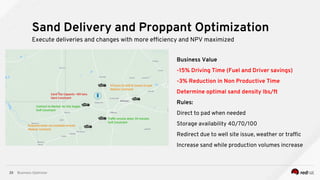 Business Optimizer33
Business Value
-15% Driving Time (Fuel and Driver savings)
-3% Reduction in Non Productive Time
Deter...