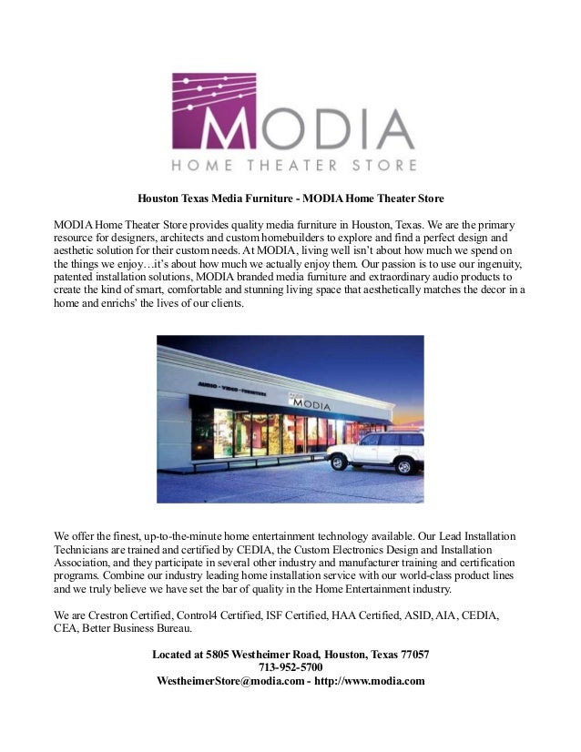 Houston Texas Media Furniture Modia Home Theater Store