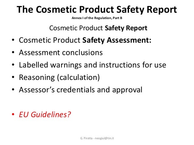 Cosmetic safety assessment report template