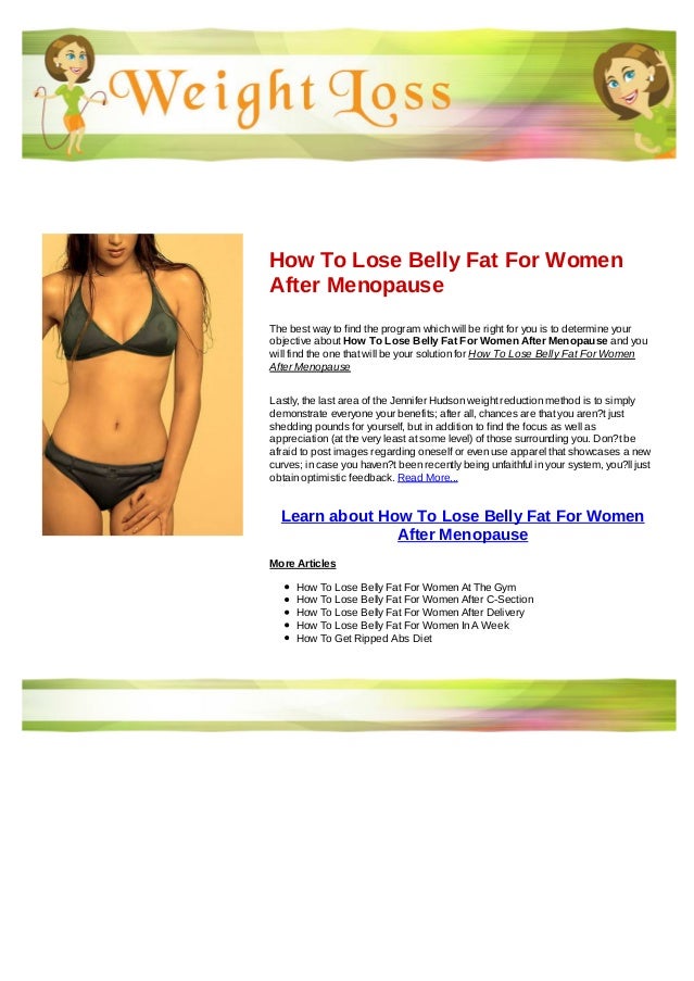 how to lose belly fat after menopause
